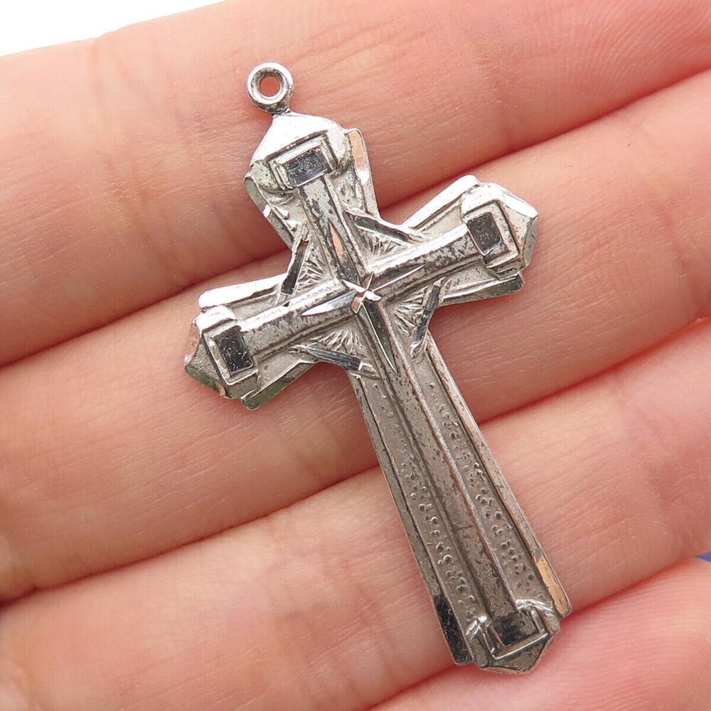 BLISS 925 Sterling Silver Vintage Cross Oxidized Charm Pendant